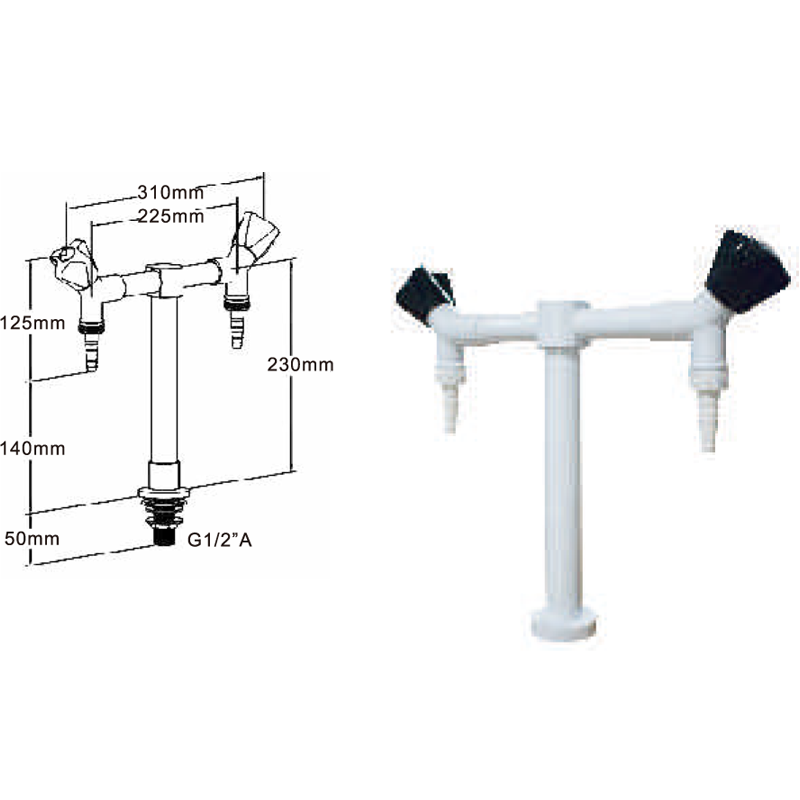 Double way water tap lab fitting supplier