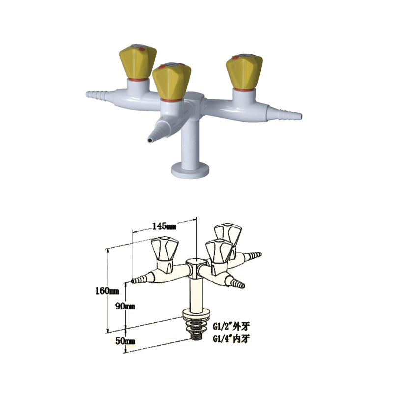 Laboratory Gas Valve With Triple Outlet With Gas Valve Laboratory Side Bench