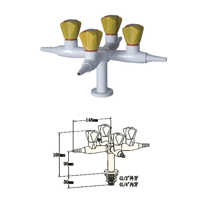 Laboratory Gas Valve With Triple Outlet With Gas Valve Laboratory Side Bench