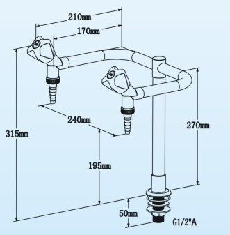 Laboratory Fittings Double Way Bench-top Faucet