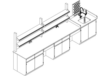 Floor mounted lab table